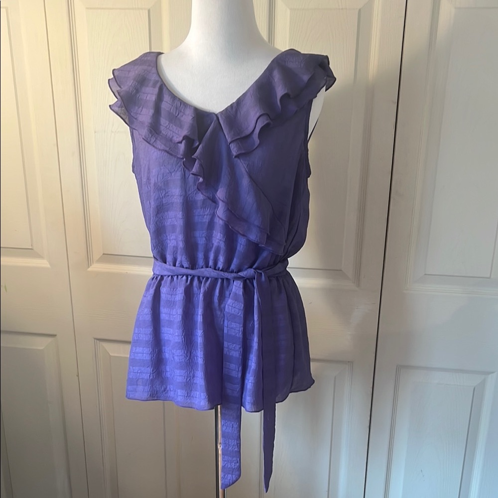 Bwear Purple Ruffled Bib Collar Blouse